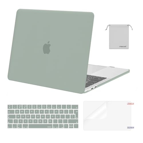 MOSISO Custodia Compatibile con MacBook Pro 13 Cover M2 M1 Chip 2025-2016 A2338 A2289 A2251 A2159 A1989 A1706 A1708, Case per MacBook Pro 13,3 Pollici&Copritastiera&Pellicola&Borsa, Verde Antico