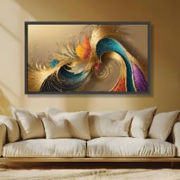 Tableau sur toile abstrait bleu et violet décoration murale 3D - 3