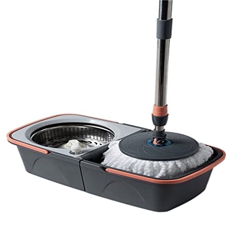 ZURBAQD Bodenwischer, Waschschleuder, einfache Reinigung, Teleskop-Badezimmerboden, Aluminium, Nass- und Trockengriff, 360-Grad-Drehung, magisches Set, Wischeimer mit Rädern Warm as Ever
