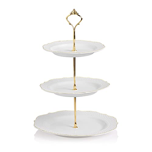 Sweejar 3-Tier Ceramic Cake Stand – White
