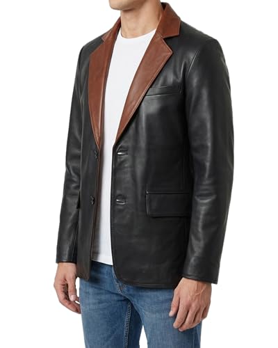 Image of Decrum Lambskin Leather Blazer for Men - Genuine Leather Sport Coat for Formal & Business Casual