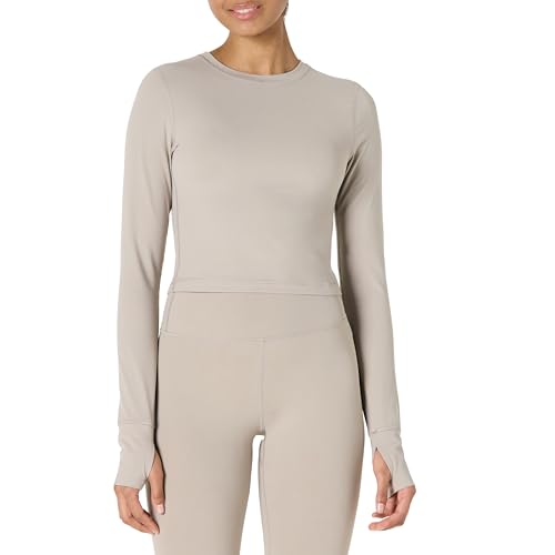 Amazon Essentials Womens Active FormFlex Buttery Soft Long Sleeve Slim Fit Crop Layering Workout Top