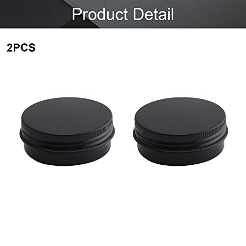 Image of Othmro 2Pcs 1oz Metal Round Tins Aluminum Tin Cans Jar Refillable Containers 30ml Tin Cans Tin Bottles Containers with Screw Lid for Salve Spices Lip Balm Tea Candies Black 1.96x0.78in(DxH)