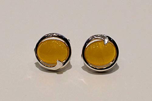 Boucles d'oreilles topaze jaune S925 anti-allergie chic