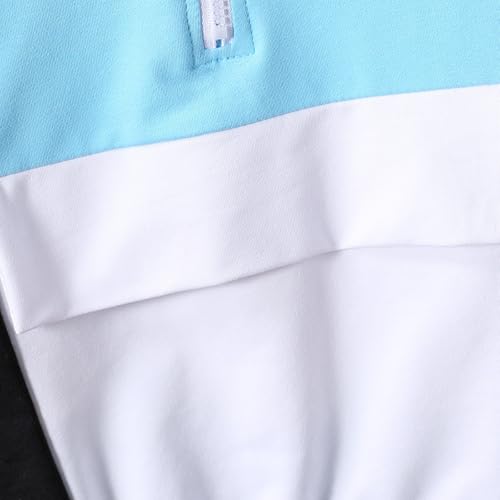 Image of Azmxynol Boys Clothes Kids Little Boy Color Block Half Zip Hoodie & Jogger Pants 2 Piece Outfit Set,4-12 Years