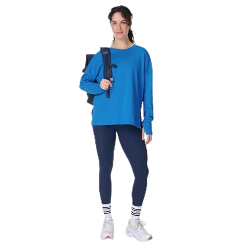 Sweaty Betty Women's After Class Longline Crewneck With Side Slit Sweatshirt, Tidal Blue, Large
