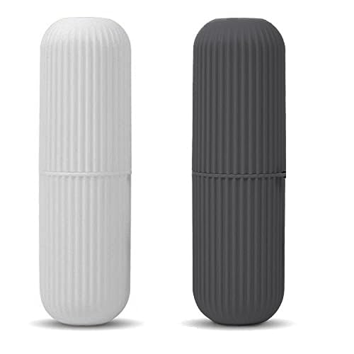 KBS-Capsule-Shape-Travel-Toothbrush-Case-Cover-Holder-Portable-Toothbrush-Storage-Box-Container-Plastic-Toothbrush-Holder-Bathroom-Organizer-Accessories-SetBlack-White-2