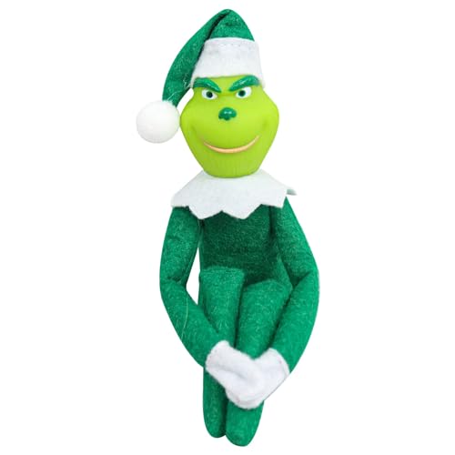 Applysu Christmas Grinch Doll Xmas - Peluche a forma di Babbo Natale Grinch sullo scaffale per la decorazione della casa