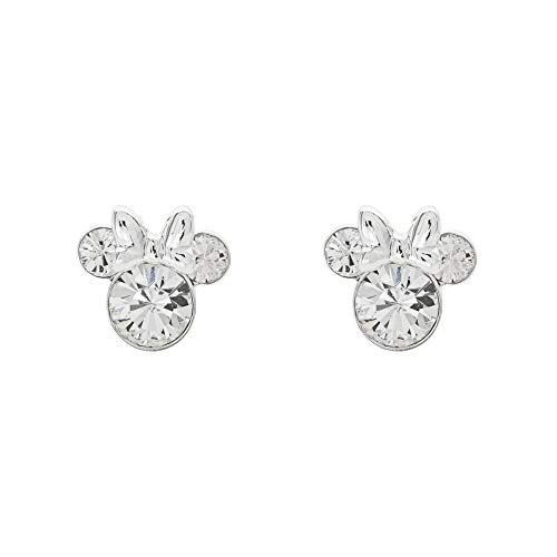 NRRN Minnie Mouse Birthstone Jewelry, Silver Plated Crystal Stud Earrings for Women and Girls