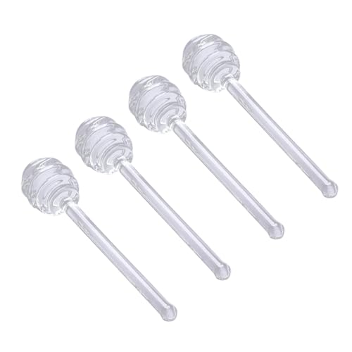 Cabilock 4個 ガラス製蜂蜜撹拌棒 軽量コンパクト な透明デザイン 蜂蜜やジャムのドリズリングに 手に優しい使用感 再利用可能