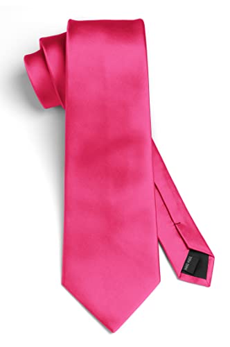 Image of HISDERN Mens Solid Color Ties Formal Satin Necktie and Pocket Square Set Classic Wedding Business Tie & Handkerchief