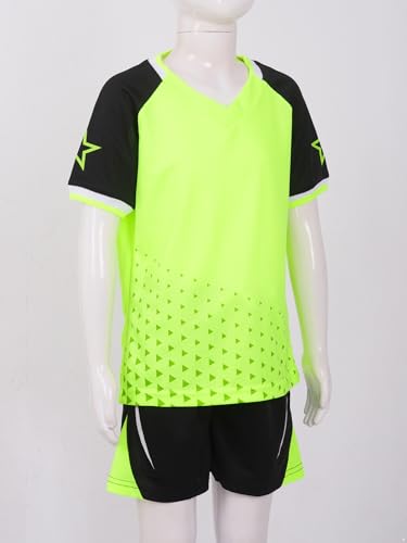 Kids Boys Girls Quickly Dry Football Basketball Uniform Training Suit Short Sleeve T-shirt And Shorts Tracksuit Green 13-14 Years3