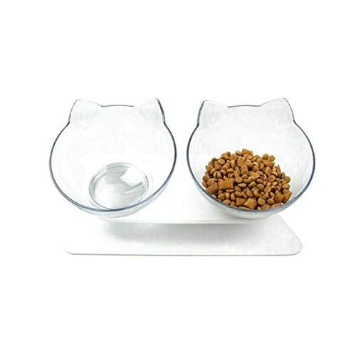 PFativant Comedero transparente con forma de orejas de gato, extraíble y fácil de limpiar, ideal para gatos y perros pequeños Cover