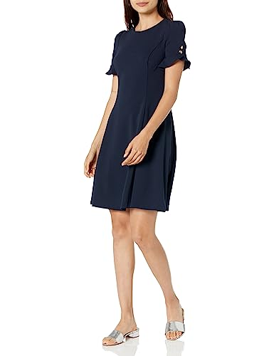 Image of DKNY Women's Flounce Sleeve Fit and Flare Dress