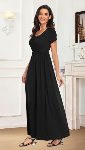 Image of Mommy Jennie Women's Maxi Dresses Short Sleeve Long Casual Summer Sundresses