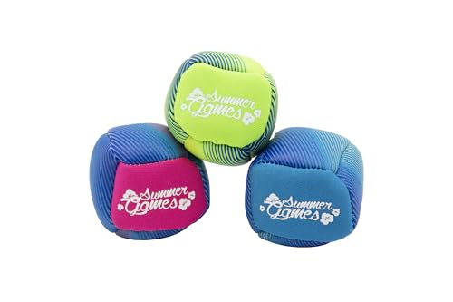 SUMMER GAMES Neopren-Ballset, 3 Stück, 5 cm Durchmesser, 33 g pro Ball, Blau/Grün/Pink