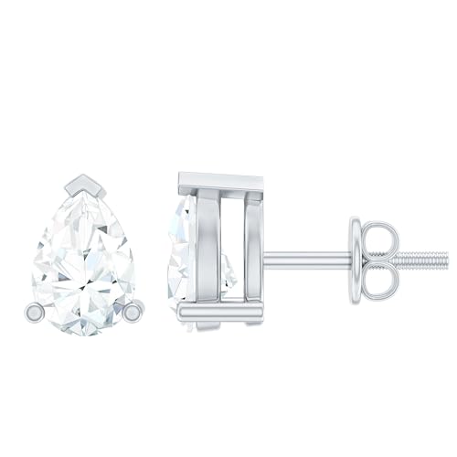 Certified 4X6mm Lab Grown Diamond Stud Earrings, Ef-Vs Quality, Diamond Solitaire Earrings in Silver - Ready To Gift