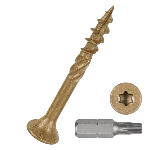 DTGN 200Pack Tornillos para deck de madera #8 x 1-1/2 acero al carbono color tan miniatura 1