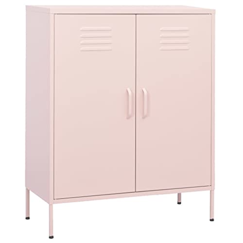 vidaXL Armario de Almacenamiento Aparador Librería Alacena Cajonera Estantería Organizador Muebles Hogar Estable Acero Rosa 80x35x101,5 cm