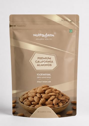Image of Premium California Almonds, Natural Badam Dry Fruit Kernels, Crunchy Raw Nut Snack, Protein Rich Superfood, 250g (500 GRAM, PACK OF 1)