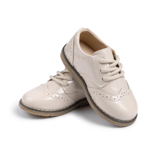 Image of KIDSUN Toddler Dress Shoes Boys Girls Lace Up Oxford Shoes School Uniform Loafer Flats Casual Wedding Party Shoes