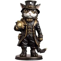 hogtnd Figura de gato de inventor victoriano en miniatura,