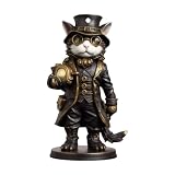 hogtnd Figura de gato de inventor victoriano en miniatura, escultura de resina hecha a mano para Halloween, decoración del hogar, regalos, Halloween, oficina, escritorio