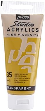 Pébéo - Studio Acrylics Fine Acrylic - Acrylic Paint - Yellow Acrylic - Yellow Ochre, 100 ml
