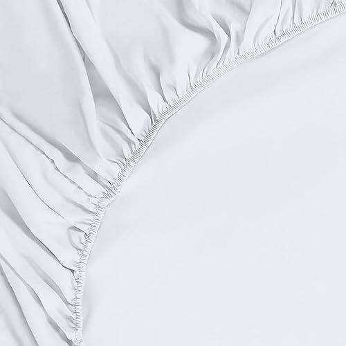 Image of Utopia Bedding Fitted Sheet (Bulk Pack of 6) - Deep Pocket - Easy Care - Soft Brushed Microfibre Fabric - Shrinkage and Fade Resistant (Double, White)