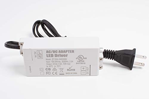 Image of UL Listed 24v 3A 72w LED Power Supply Driver AC Adapter Transformer 110v to 24v DC for LED Strip Module Puck Light
