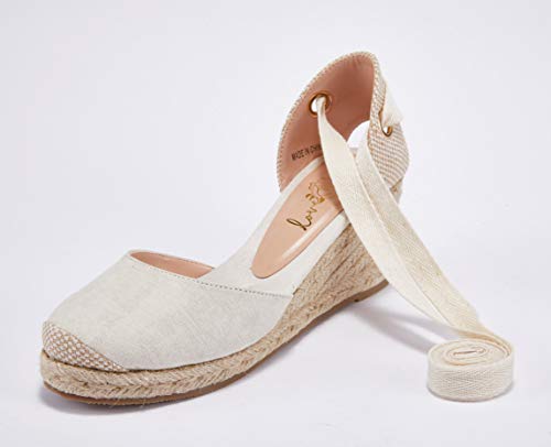 Womens Espadrille Wedge Sandals Lace Up Platform Closed Toe Summer Comfy Sandals #TOP2