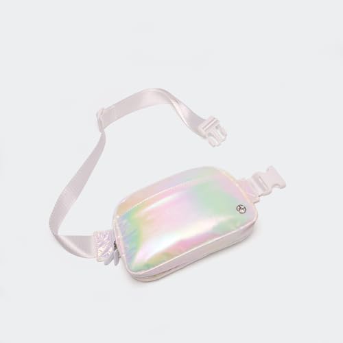 Image of Pander Everywhere Belt Bag for Women, 5 Zipper Pockets Nylon Crossbody Fanny Pack Purse (Iridescent White)