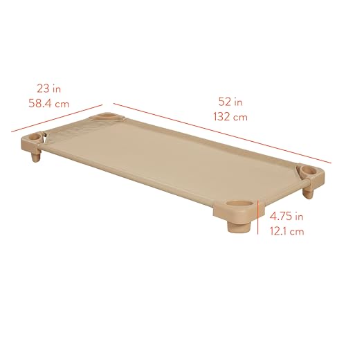 Image of Back2School Express Sleepline Stackable Cots, Ready-to-Assemble, Sleeping Cot, Sand, 6-Pack