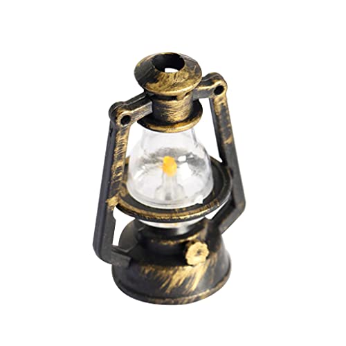 Jetamie Dollhouse Miniature Kerosene Lamp Pretend Play DIY Dollhouse Accessories Mini Vintage Lamp Can Be Light Up for GirlsMini Dollhouse Furniture 1/12 Miniatures Doll House