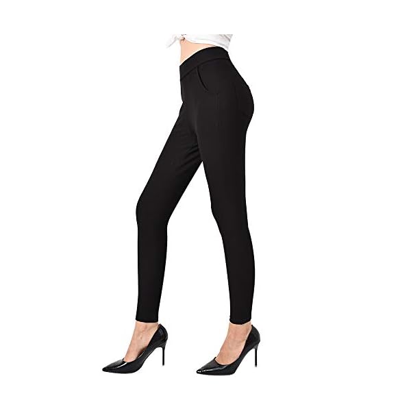 Ginasy Dress Pants for Women High Waist Business Casual Stretch Pull On Work Office Dressy Leggings Skinny Trousers Black - Image 4