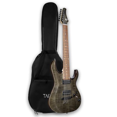 TARIO 7 String Electric Guitar 24 Frets Flame Mahogany Top Maple Neck Rosewood Fingerboard Dual Humbucker Pickups Fixed Bridge Modern Metal Guitar