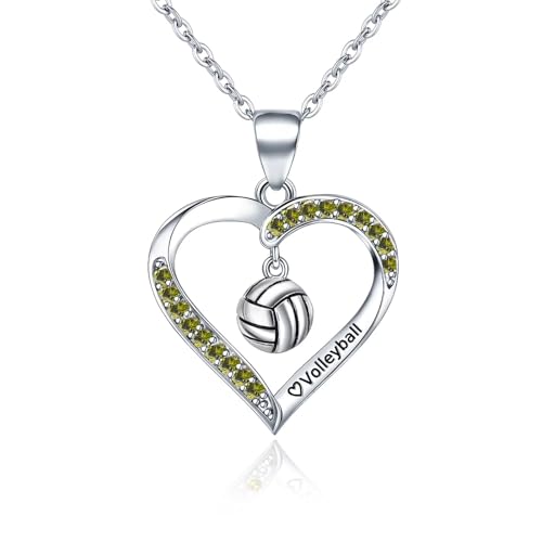 STHSPHOO ソフトボール/バレーボール 誕生石ネックレス ガールズ レディース ギフト スポーツアクセサリー ギフト ジュエリー 誕生日プレゼント 恋人やチームコーチプレーヤーの物事アイテム, 18”+2”, 真鍮 ステンレス鋼 キュービックジルコニ