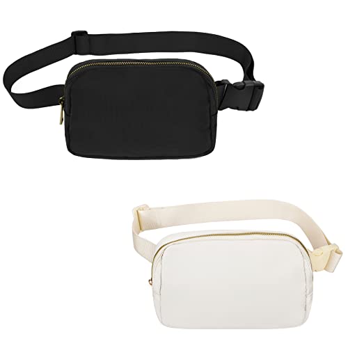 VOROLO Fanny Pack For Women And Men Crossbody Bag Black+Beige