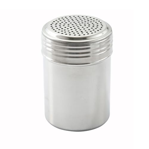 FSE 373-EQ-364228 10 oz Stainless Steel Dredge Shaker, Handle-Free Flour & Spice Shaker, Metal Seasoning Shaker, Silver, Pack of 1