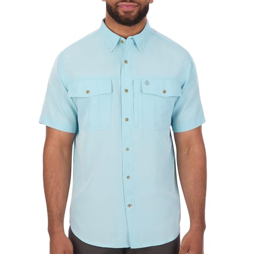 Coleman Mens UPF 40+ Ultra Lightweight Quick Dry Short Sleeve Guide Shirt Outdoor for Fishing Hiking Camping Crystal Blue