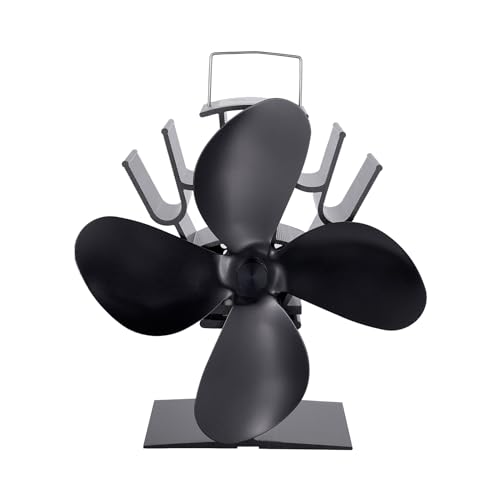 COMBIUBIU Wood Stove Fan 4 Blade Fireplace Fan for Wood Burning Stove,Heat Powered Stove Fan Komin Log Wood Stove Accessories,Silent Operation Circulating Warm Air(Non Electric)