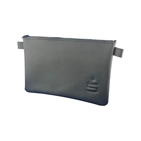LITFAX Banktasche mit Reißverschluss aus Metall - Farbe schwarz - Kunstleder genarbt Cover