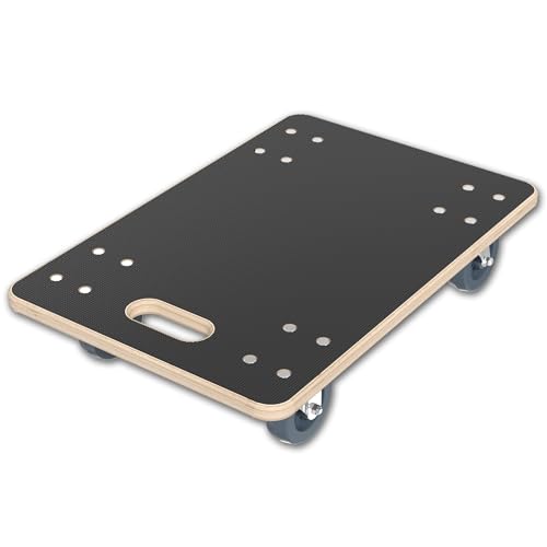 SUBTLETY Rullbräda, transportvagn, transporthjälp med 4 hjul, 60 x 40 x 14,5 cm, bordstransportvagn, möbelskoter med 2 parkeringsbromsar, transport, rullbrädor upp till 200 kg för möbler och växter (1