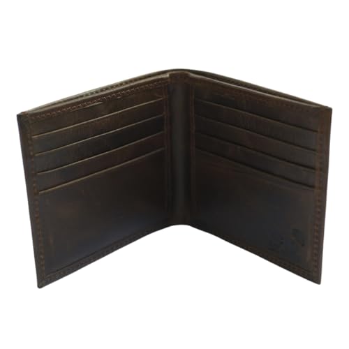 Men’s Genuine Leather RFID Blocking Bifold Wallet, Minimalist Durable Billfold Front Pocket Wallet, 8 Card Slots, Gift for Him (Dark Brown)2