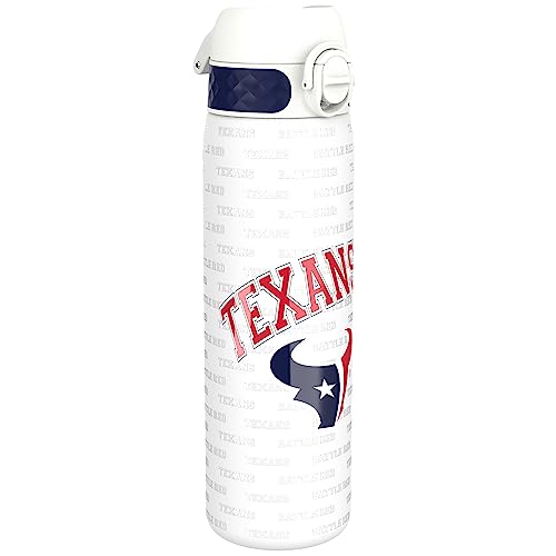 Ion8 NFL Houston Texans Lightweight Steel Water Bottle, 600 ml/20 oz, Non-Insulated, Leak Proof, Easy to Open, Secure Lock