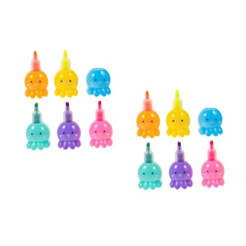 Operitacx 2 Juegos Pluma de costura de pulpo marcapáginas marcadores de libros lindos marcadores resaltador de pulpo resaltador surtidos suministros de pintura para Colorful