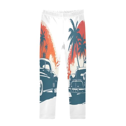 Bolaz Toddler Girls Leggings Printed Yoga Pants Leggings Cars and Palm Trees for Kids