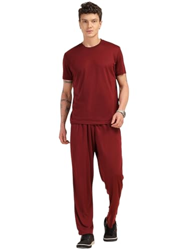 Image of Thomas Scott Men's | Relaxed Fit | Solid | 100% Polyester | Co-Ord Set With Short Sleeve T-Shirt & Trouser