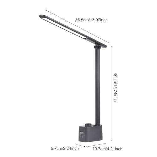 Sxhlseller Lámpara de Escritorio LED de 10 W con Puertos de Carga USB, Lámpara de Mesa Regulable con 5 Temperaturas de Color, Brillo Continuo, Visualización de la Hora, de Escritorio (T221012U) - imagen 7