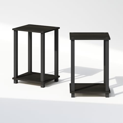 Image of Furinno Simplistic Night Stand Set of 2, 2-Tier Small Nightstand with Open Shelf, Toolless Bedside Table, End Table, Side Table, for Bedroom, Closet, Dorm, Espresso